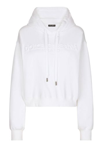 Dolce & Gabbana logo-embossed cotton hoodie - Bianco