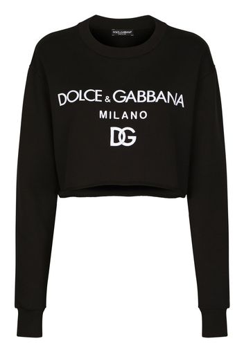 Dolce & Gabbana logo-print cropped sweatshirt - Nero