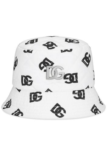 Dolce & Gabbana quilted logo-print bucket hat - Bianco