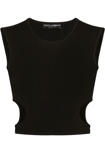 Dolce & Gabbana Top in viscosa con oblò ai fianchi - Nero