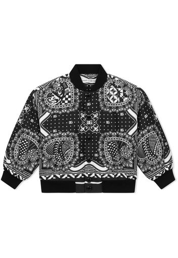 DOLCE & GABBANA KIDS bandana-print bomber jacket - Nero