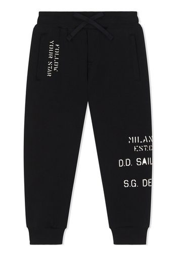 DOLCE & GABBANA KIDS Pantaloni sportivi con scritta - Blu