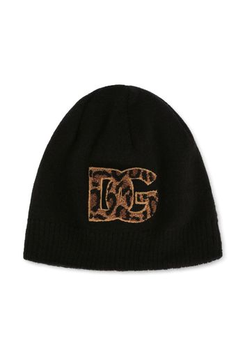 Dolce & Gabbana Kids DG logo-patch wool beanie - Nero