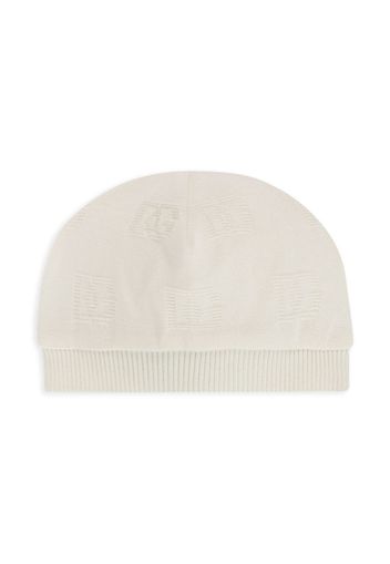 Dolce & Gabbana Kids DG jacquard knitted hat - Bianco