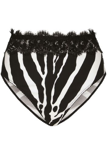 Dolce & Gabbana zebra print charmeuse and lace briefs - Nero