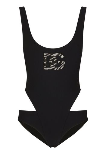 Dolce & Gabbana cut-out logo swimsuit - Nero