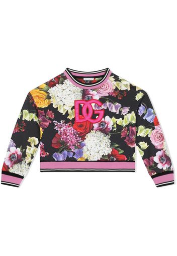 Dolce & Gabbana Kids floral-print cotton sweatshirt - Nero