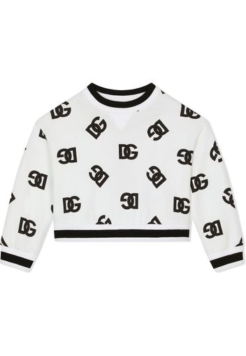 Dolce & Gabbana Kids Felpa crop con stampa DG - Bianco