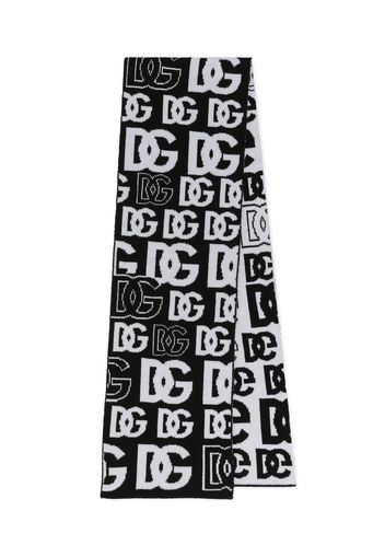 Dolce & Gabbana Kids DG logo jacquard knit scarf - Nero