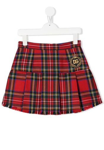 Dolce & Gabbana Kids tartan-print embroidered-logo skirt - Rosso