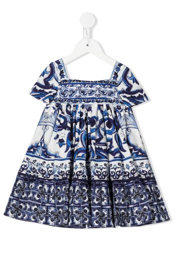 Dolce & Gabbana Kids floral-print flared dress - Blu