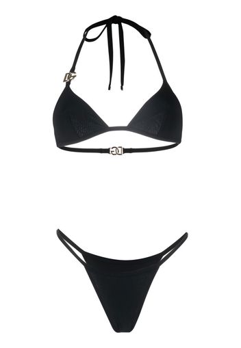 Dolce & Gabbana logo-plaque halterneck bikini set - Nero