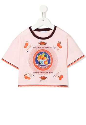 Dolce & Gabbana Kids orange-print short-sleeve T-shirt - Rosa