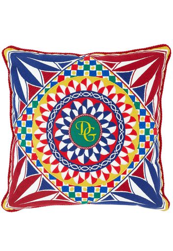 Dolce & Gabbana geometric-embroidered medium cushion - Rosso