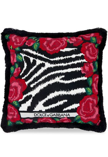 Dolce & Gabbana zebra-print embroidered small cushion - Rosa