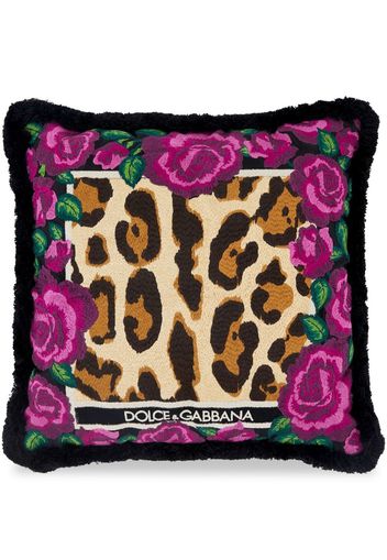 Dolce & Gabbana leopard-print embroidered small cushion - Rosa