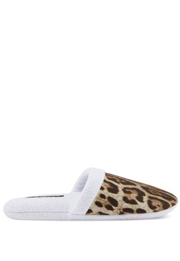 Dolce & Gabbana leopard-print terry slippers - Bianco