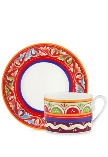 Dolce & Gabbana geometric-pattern porcelain tea-set - Rosso