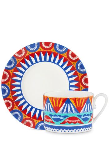 Dolce & Gabbana geometric-pattern porcelain tea-set - Blu