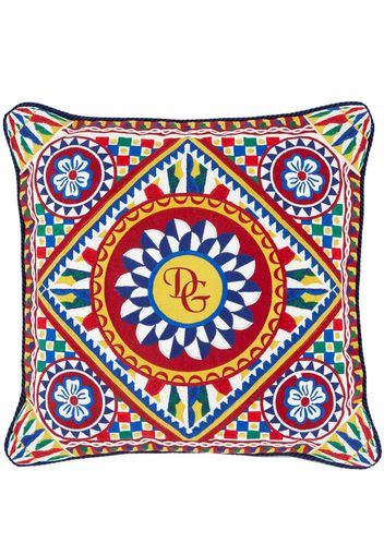 Dolce & Gabbana embroidered Carretto-print cushion - Rosso