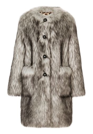 Dolce & Gabbana wolf-effect faux fur coat - Marrone