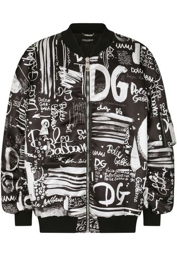 Dolce & Gabbana Bomber con stampa oversize - Nero