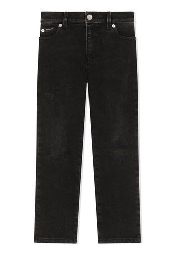 Dolce & Gabbana Kids Jeans dritti con stampa - Nero