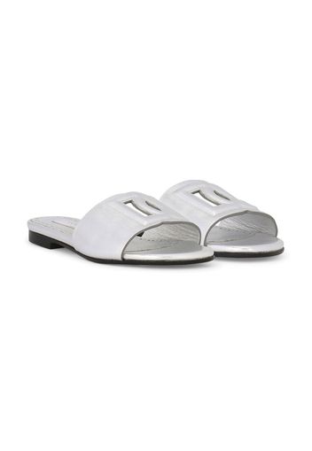 Dolce & Gabbana Kids Sandali slides con logo DG - Argento