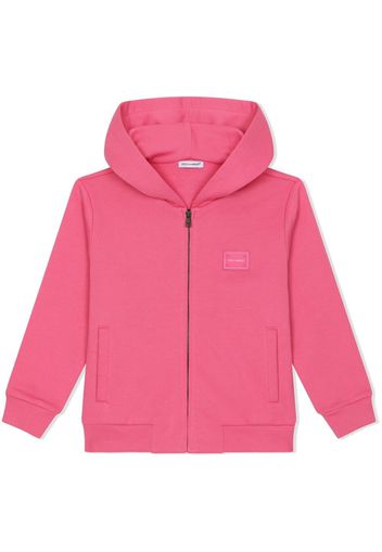 Dolce & Gabbana Kids logo-patch zip-up hoodie - Rosa