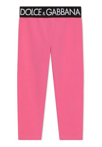 Dolce & Gabbana Kids Leggings con banda logo - Rosa