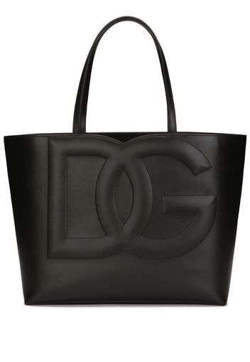 Dolce & Gabbana embossed-logo leather tote bag - Nero