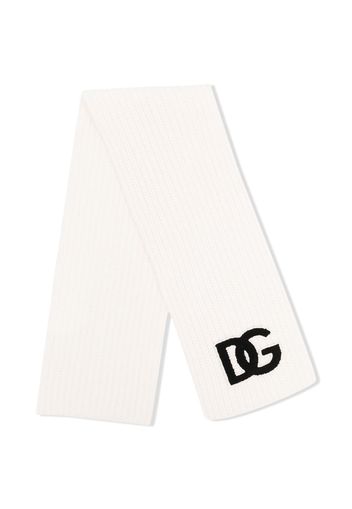 Dolce & Gabbana Kids brushed-logo chunky-knit scarf - Bianco