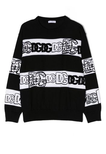 Dolce & Gabbana Kids intarsia-knit embroidered jumper - Nero