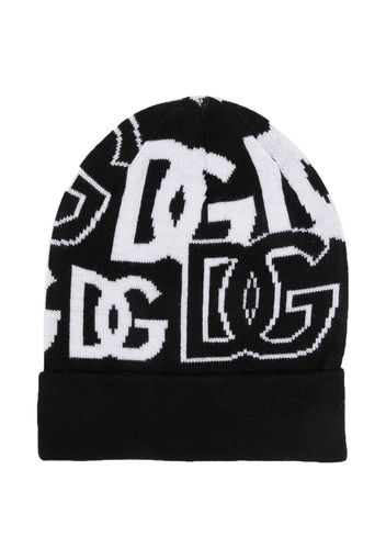 Dolce & Gabbana Kids logo-print virgin wool beanie - Nero