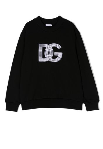 DOLCE & GABBANA KIDS studded-logo detail sweatshirt - Nero