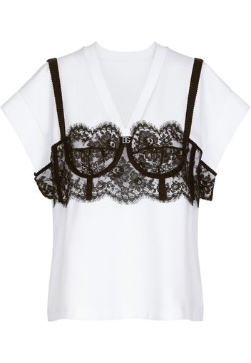 Dolce & Gabbana jersey lace-layer T-shirt - Bianco