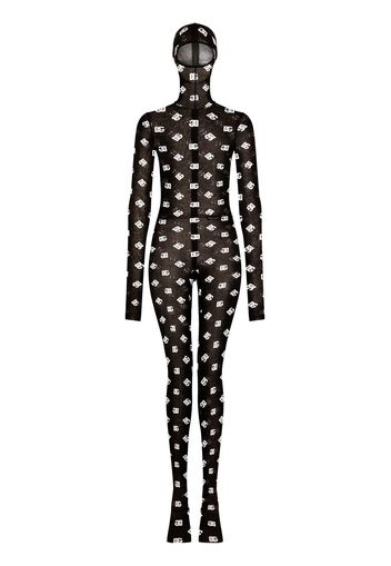 Dolce & Gabbana hooded logo-print jumpsuit - Nero