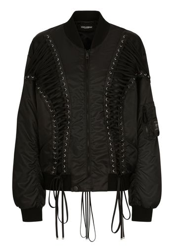 Dolce & Gabbana lace-up detailed bomber jacket - Nero