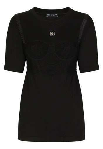 Dolce & Gabbana bralette-detailed short sleeved T-shirt - Nero