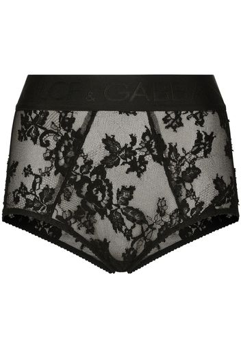 Dolce & Gabbana logo-waist lace briefs - Nero