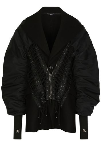 Dolce & Gabbana lace-up detailed bomber jacket - Nero