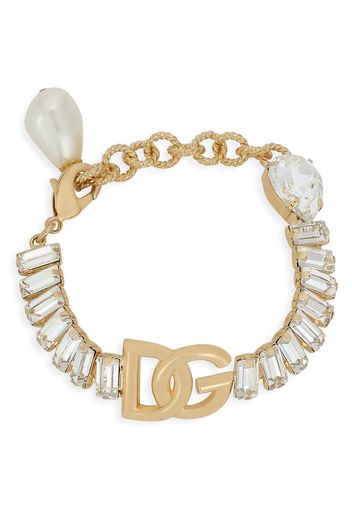 Dolce & Gabbana DG logo rhinestone-embellished bracelet - Oro