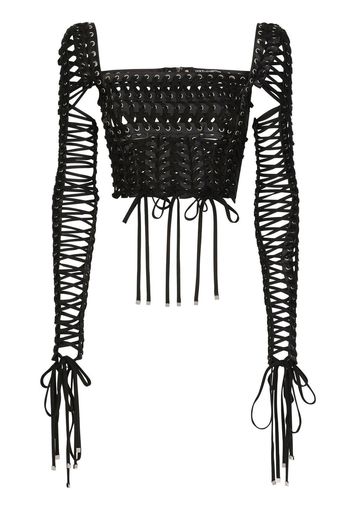 Dolce & Gabbana lace-up detailed bustier blouse - Nero