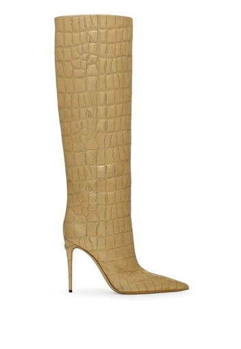 Dolce & Gabbana metallic croc-effect knee boots - Toni neutri