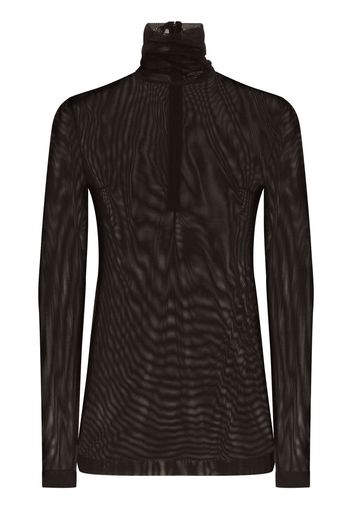 Dolce & Gabbana sheer half-zip mesh top - Nero