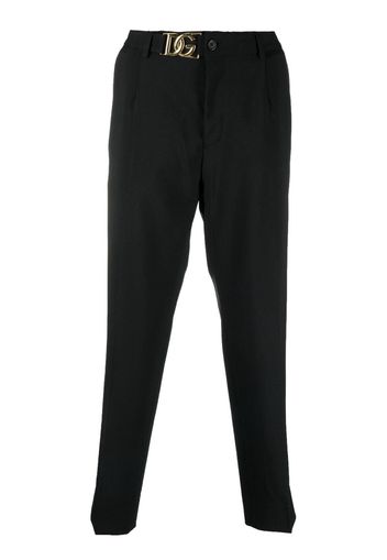 DOLCE & GABBANA logo-buckle tapered trousers - Nero