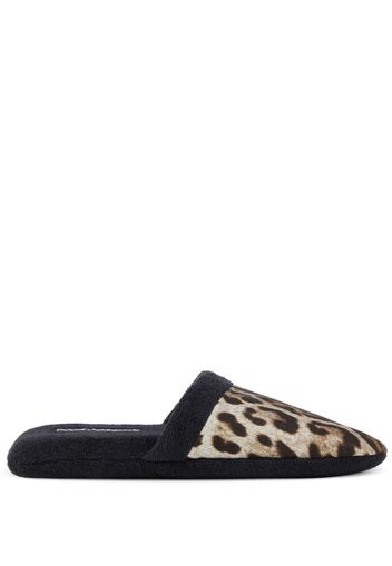 Dolce & Gabbana leopard-print terry slippers - Nero