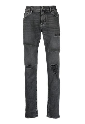 Dolce & Gabbana logo-plaque distressed jeans - Nero