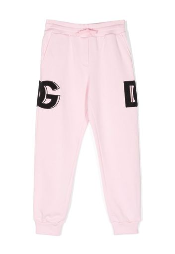 Dolce & Gabbana Kids logo-patch cotton track pants - Rosa