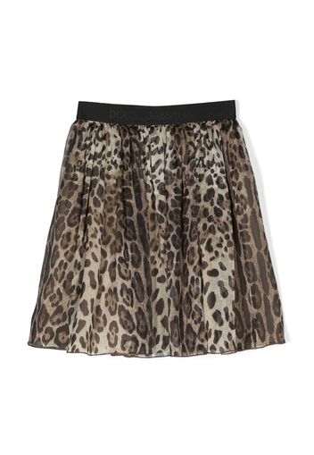 Dolce & Gabbana Kids leopard-print silk skirt - Marrone